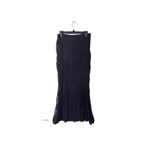 Black Background Womens Long Sheer Layered Skirt Made In Italy Size S